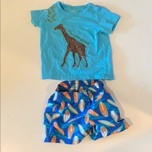 Baby Beach Bod Set 9 mo Trunks and T-shirt